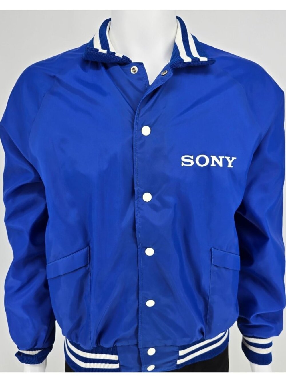 Vintage 1990s Aristo Jac SONY Royal Blue Fleece Lined Coaches Jacket (L)